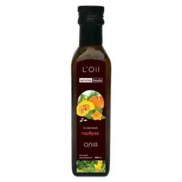 Харчовий продукт олія з насіння гарбуза L’Oil (холодний віджим) – головне фото, передня сторона упаковки
