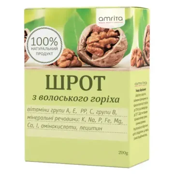 Харчовий продукт Шрот з волоського горіху (грецього горіху) – головне фото, передня сторона упаковки