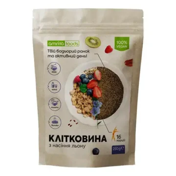 Харчовий продукт Клітковина з насіння льону порошок – головне фото, передня сторона упаковки